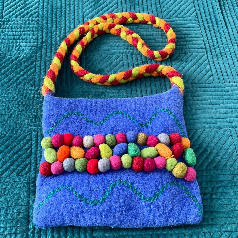 Fun Colorful Rising Tide Wool Handbag, Made In Nepal! Excellent Condition. - Picture 4 of 13